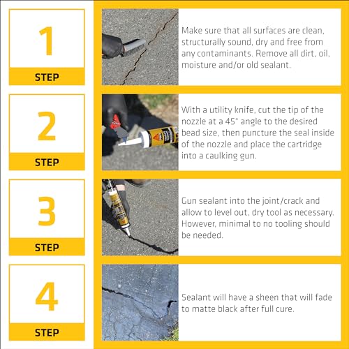 SIKA Sikaflex-410 Asphalt Sealant, Black, Self-Leveling Hybrid Sealant for Filling Cracks in Asphalt Driveways,Roadways and Pavements - 9 fl. oz. Cartridge,Fills Cracks up to 1.5 in. Wide(Pack of 12) - size: 12