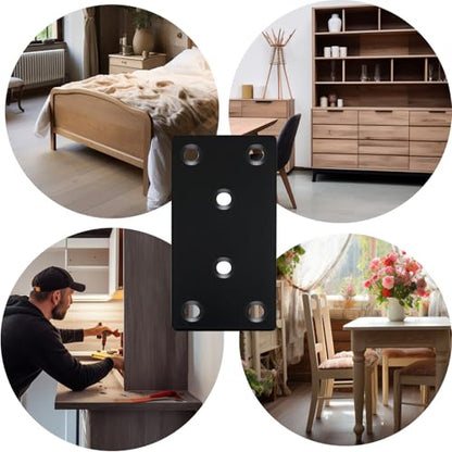 QSJ 8 Pack Black Flat Mending Plate 3.15x1.57'', Stainless Steel Bracket, Straight Metal Brace Bracket, Fixing Joining Plate for Wood Furniture Fastening & Fixing - size: Black, 3.15x1.57‘’