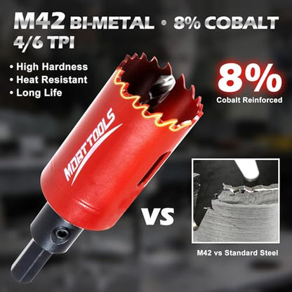 2-1/8"(54MM) Bi-Metal M42 Hole Saw with 8% Cobalt– Deep Cut 2" Depth HSS Hole Cutter for Wood, Plastic, Drywall, Metal Sheet & Hardened Stainless Steel(Without Arbor) - size: M42 2-1/8 in