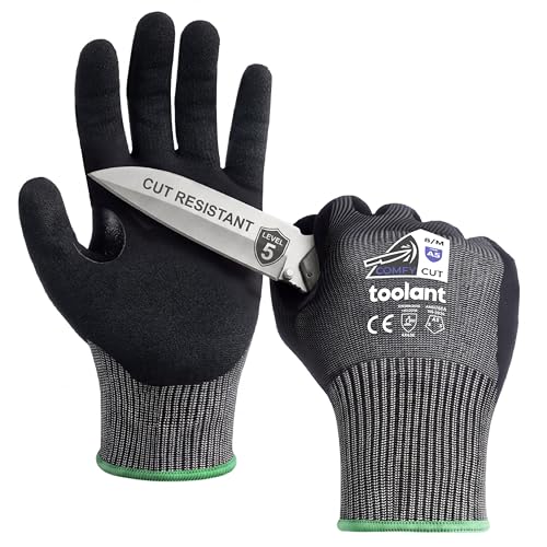 toolant ComfyCut A5 Cut Resistant Work Gloves, ANSI & EN388 Certified Protection with Second Skin Comfort, Fiberglass-Free, Touchscreen & Flexible Grip, for Woodworking, Warehouse, Assembly, X-Large - size: X-Large