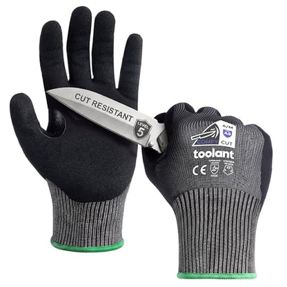 toolant ComfyCut A5 Cut Resistant Work Gloves, ANSI & EN388 Certified Protection with Second Skin Comfort, Fiberglass-Free, Touchscreen & Flexible Grip, for Woodworking, Warehouse, Assembly, X-Large - size: X-Large