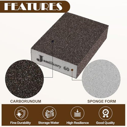 8pcs Sanding Blocks Assortment Kit, Sponge Sand Block Washable and Reusable, Wet & Dry Sandpaper Block - 60/80 Grit x 1pcs, 120/180/220 Grit x 2pcs - size: 60/80/120/180/220 Grits