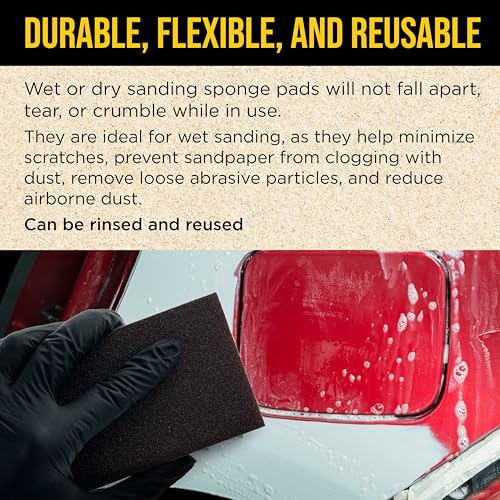 Dura-Gold 4-Sided Hand Sanding Block Sponge Variety Pack, Box of 18, Grits 36, 60, 80, 100, 120, 150, 180, 220, 320-3.9" x 2.75" x 1" Wet or Dry Flexible Sandpaper Pads Sand Wood Drywall Metal Paint - style: 18 Variety Pack