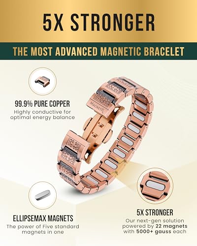 MagnetRX® EllipseMAX Copper Magnetic Bracelets for Men (Cross) - color: 5x Strength - EllipseMAX (5,000 Gauss) - Cross