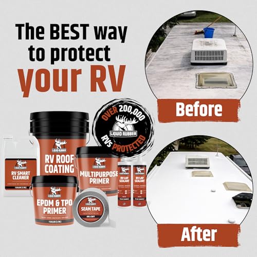Liquid Rubber RV Roof Sealant - Camper & Trailer Coating, White, 1 Quart - size: 1 Quart