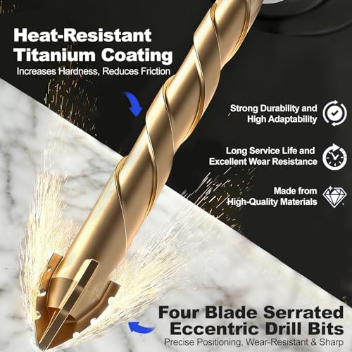10pcs Masonry Drill Bit Set, Concrete Drill Bit Set, Carbide Tips - size: 10 pack 3/16"-1/2"