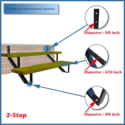 MTB Black Steel Stair Riser with 1/2/3/4/5/6/7 Steps - style: 2 Step 2Pack