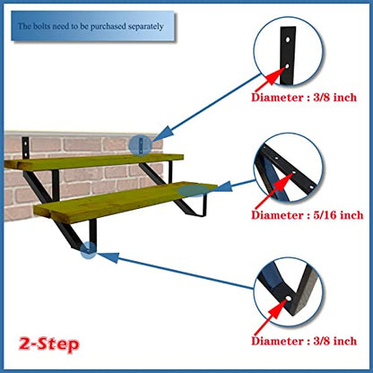 MTB Black Steel Stair Riser with 1/2/3/4/5/6/7 Steps - style: 2 Step 2Pack