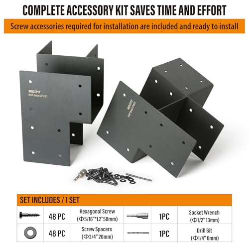 4 Pack Heavy Duty 6x6 (Actual 5.5"x5.5") Stainless Steel Corner Post Caps Tie Bracket , Fit Connecting Wood Gazebo, Deck Patio Post and Wood Beams Bracket (Dark Ggray) - size: Corner 6"x6"(Actual 5.5"x5.5")