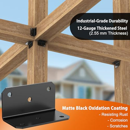 4 Inch Heavy Duty L Brackets for Wood, Galvanized Corner Braces, 15 PCS - size: 2x2x4 Inch