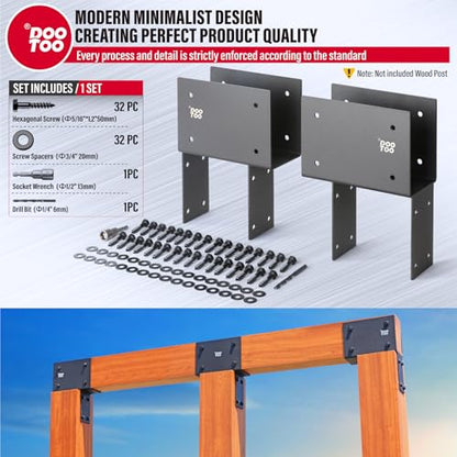 Stainless Steel Pergola Brackets, 4x6(Actual Post/5.5"x5.5" Beams/3.5"x5.5") End Post to Beam Bracket, Heavy Duty Post Cap Tie Bracket for Gazebos, Decks and Porches(2pcs-Black) - size: End 4x6 (Actual Post 5.5"x5.5", Beams 3.5"x5.5")