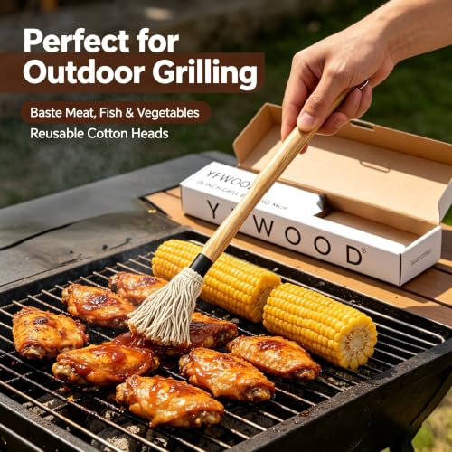 YFWOOD 18 Inch BBQ Mop Sauce Brushes Basting Brush Evenly Sauce Mop - color: BBQ Mop Brush