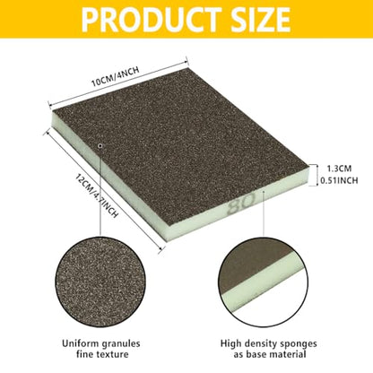 16PCS 100 Grits Sanding Sponge Medium Sanding Block, Washable and Reusable Wet Dry Sandpaper Sponge， Sander Sponges for Wood Drywall Metal Wood - color: Brown, size: 100 Grits-16PCS