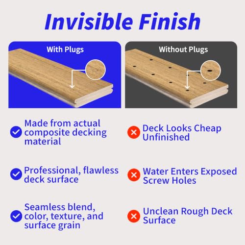 100 Plugs for Decking 1/4” Plug Deck Original TimberTech Azek PVC - Harvest Toasted Wheat