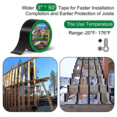 Joist Tape Deck Flashing Tape Butyl Tape 3" x 50' Upgraded Widening Weatherproof Deck Joist Tape for Flashing Deck Joists Building Joists and Beams, Anticorrosive(2 Rolls) - style: 3" x 50' -2 Rolls