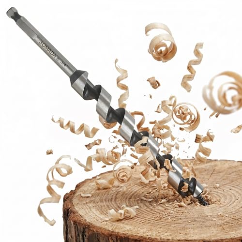 SOMADA 3/4" x 10" Auger Drill Bit for Wood, Ship Auger Hex Shank - size: 3/4"x10" Silver
