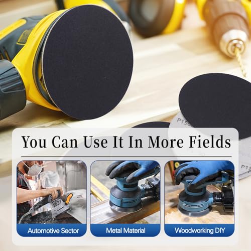 91Pcs 5 Inch Wet Dry Sanding Discs No-Hole Round Hook and Loop Sandpaper with 1Pcs Interface Pad 120 220 400 600 800 1000 1500 2000 3000 Assortment Set for Wood Automotive Metal and Orbital Sander - style: 5 inch No-Hole MIX Grit 91Pcs