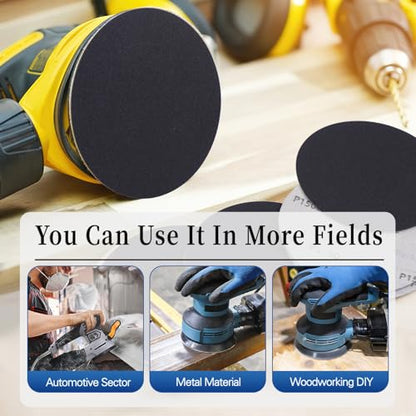 91Pcs 5 Inch Wet Dry Sanding Discs No-Hole Round Hook and Loop Sandpaper with 1Pcs Interface Pad 120 220 400 600 800 1000 1500 2000 3000 Assortment Set for Wood Automotive Metal and Orbital Sander - style: 5 inch No-Hole MIX Grit 91Pcs