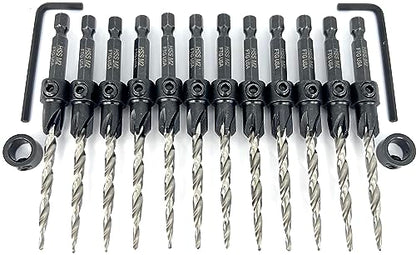 FTG USA 12 Pc #10 (3/16") Tapered Countersink Drill Bit Set with 2 Stops - size: #10, style: Same Sort 12 Pc