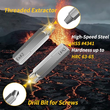 Screw Extractor Set 33-Pcs, HSS Stripped Bolt Remover with Drill Bits Case