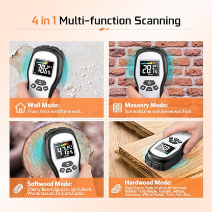 Pinless Wood Moisture Meter, Firewood Moisture Meter for Lumber Drywall - color: Black Silver
