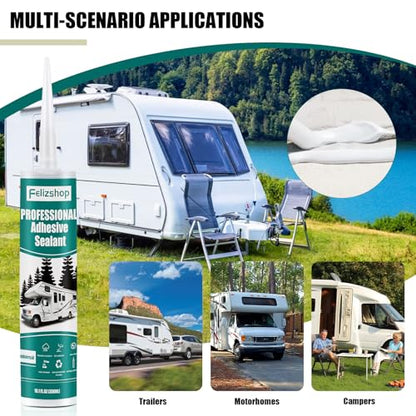 RV Sealant, RV Roof Sealant, Lap Sealant for RV Roofs, RV Caulking Sealant White, Waterproof RV Self-Leveling Lap Sealant,RV Silicone Sealant for Camper Motorhomes Trailers RV Roofing Repair(2 Pack) - style: 2 Pcs