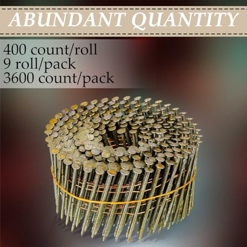 Hotop 3600 Count 15-degree Coil Siding Nails, Wire Collated, 1 3/4 Inch - size: 1 3/4 Inch
