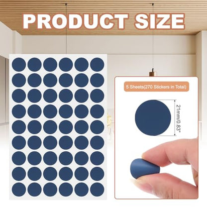 PATIKIL 270 Pieces Screw Hole Stickers, 5 Sheet Self-Adhesive Waterproof PVC Wood Grain Sticker for Screw Holes Wall Cabinets Desk Repairing, Dark Blue, 21mm/0.83 Inch - color: Dark Blue