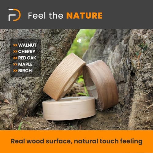 Furndiy Birch 2" x 50' Roll Pre-Glued Wood Veneer Edge Banding, Iron on Edge Band, Hot Melt Adhesive, Real Wood Edge Tape, Veneer Edging for Easy Furniture Restoration, Smooth Surface, Based in USA