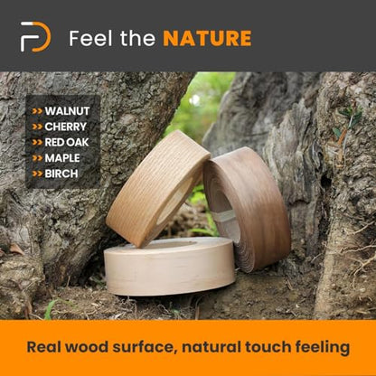 Furndiy Birch 2" x 50' Roll Pre-Glued Wood Veneer Edge Banding, Iron on Edge Band, Hot Melt Adhesive, Real Wood Edge Tape, Veneer Edging for Easy Furniture Restoration, Smooth Surface, Based in USA