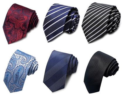 joy alice Tie For Men 6 PCS Necktie Woven Jacquard Neck Ties Set Neck Ties - color: Navy Blue White Black Black Sky Blue Red Navy Blue