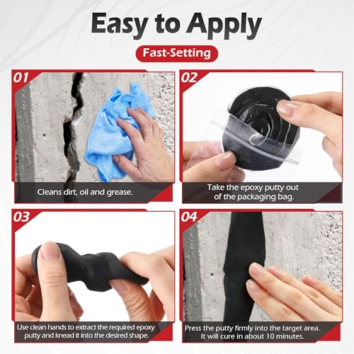 Moldable Silicone Putty Plumbers Duct Sealant Seal Clay, Black, 1 Pack - color: Black