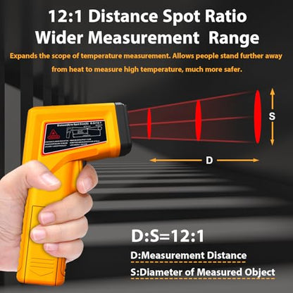 FKM Infrared Thermometer Gun High Precision 13-Point Laser -58°F~1112°F - color: Golden