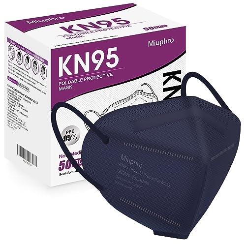 Miuphro 50 Pack Cup Dust Safety Disposable Masks, KN95 5-Layer Foldable Masks - color: Purple