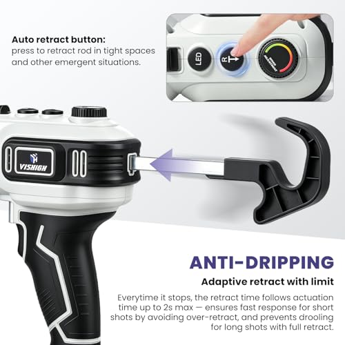 VISHIGH Cordless Caulking Gun Brushless, w/ 2 Batteries for 10oz/300ml