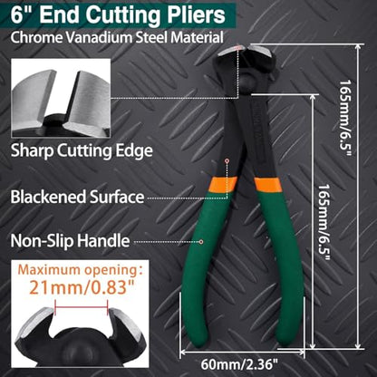 SPEEDWOX 6 Inch End Cutting Pliers Nail Puller End Snips Wire Cutter - size: 6"