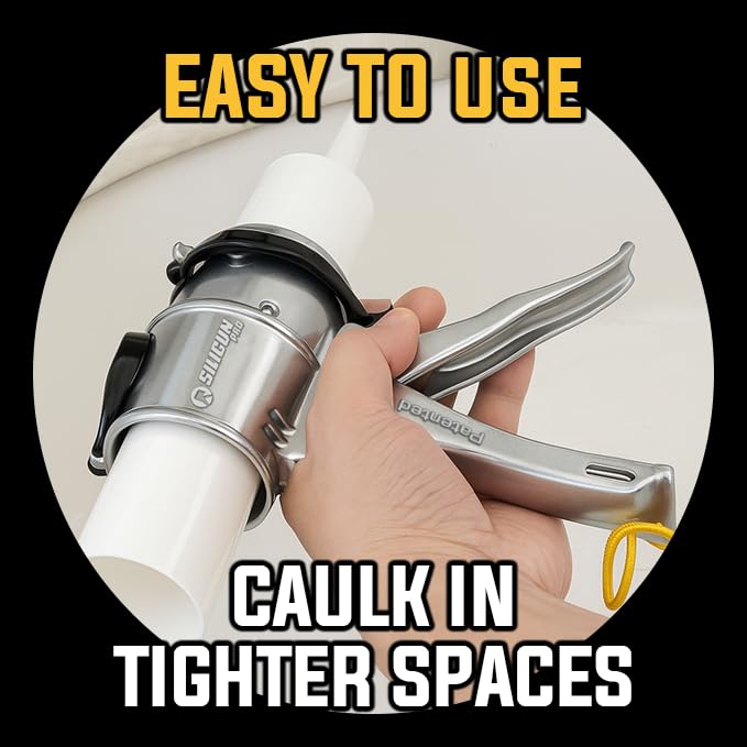 SILIGUN™ PRO Compact 24:1 Caulking Gun - No Drip Caulk Gun - Patent Design - Lightweight Aluminum Frame - Works with all 10 oz Tubes (SILIGUN PRO)