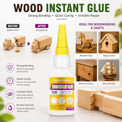 Wood Glue, High Strength Fast Drying Clear Wood Glue for Furniture Heavy Duty, Woodworking, Garden, Crafts, DIY, Waterproof, Heat Resistant Tacky Adhesive (1 Bottle of 25g) - size: 1 Pack