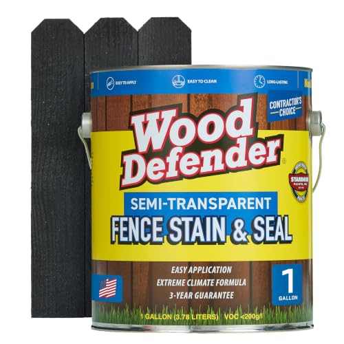 Wood Defender Semi-Transparent Fence Stain and Seal, Charcoal Gray, 1-Gal - color: Charcoal/Gray, size: 1 Gallon