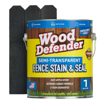 Wood Defender Semi-Transparent Fence Stain and Seal, Charcoal Gray, 1-Gal - color: Charcoal/Gray, size: 1 Gallon