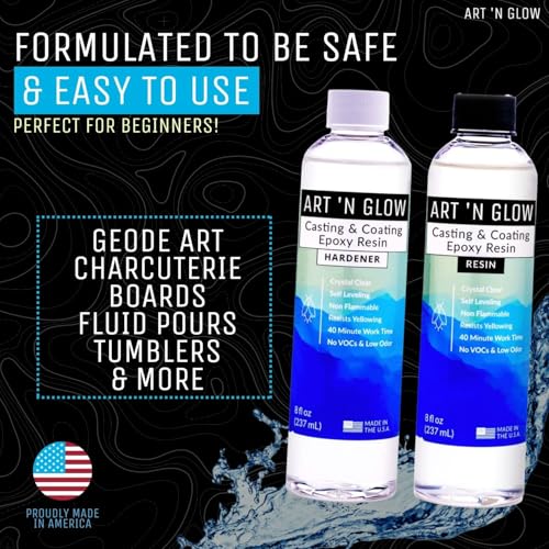 Crystal Clear Epoxy Resin Kit 16oz - Food Safe, UV Resistant, Bubble Free - size: 16 Ounce