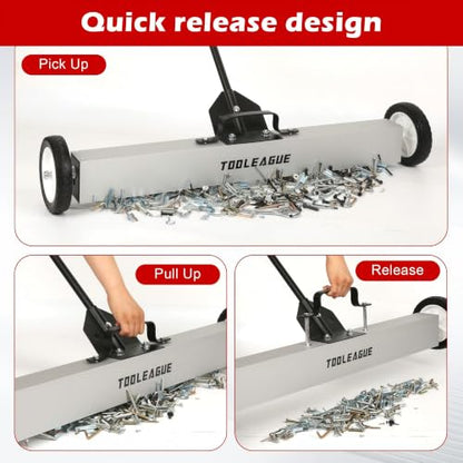 36" Rolling Magnetic Sweeper with Wheels, 55LB, 3Pcs Magnet Sweeper Set - size: 36-inch（55LBS)