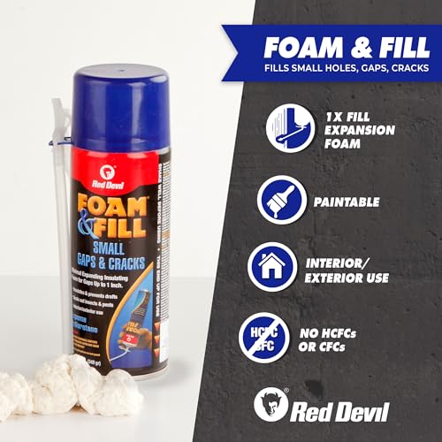 Red Devil 0913 Spray Foam & Fill Small Gaps & Cracks Expanding Insulation, Polyurethane Sealant, 12 oz, Off-White, Pack of 1 - size: 12 oz, style: Pack of 1