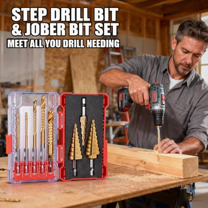 Unibit Step & Side Cutting Twist 8 PCS Drill Bits Set Hex Shank - color: Gold