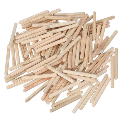 MECCANIXITY Wooden Dowel Pins 3/16" x 2" (5mm x 50mm) Straight Dowel Rods Wood Fluted Dowels Rods for Crafts Furniture DIY Hardwood Count 200 - size: 3/16" x 2"