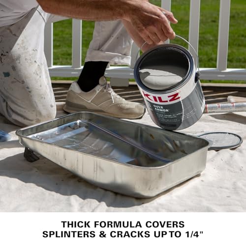KILZ Over Armor Smooth Solid Coating Resurfacer, Cape Cod, 1 Gallon - color: Cape Cod Gray, style: Smooth