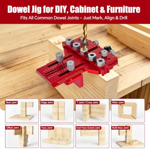 Dowel Jig Kit w/Position Stop & Clamp for Multi-Joint Straight Holes