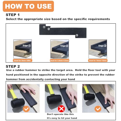 WHLLING Tapping Block Wood Flooring Tool, Universal Tapping Block-Black