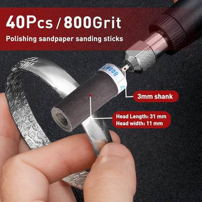40PCS Sanding Sticks,800 Grit Sanding Drums for Dremel Rotary Tool - style: 800 Grit 40 Pcs