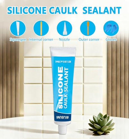 Clear Silicone Caulk 3.38 fl oz (100ml), Waterproof Silicone Sealant - size: 100ml